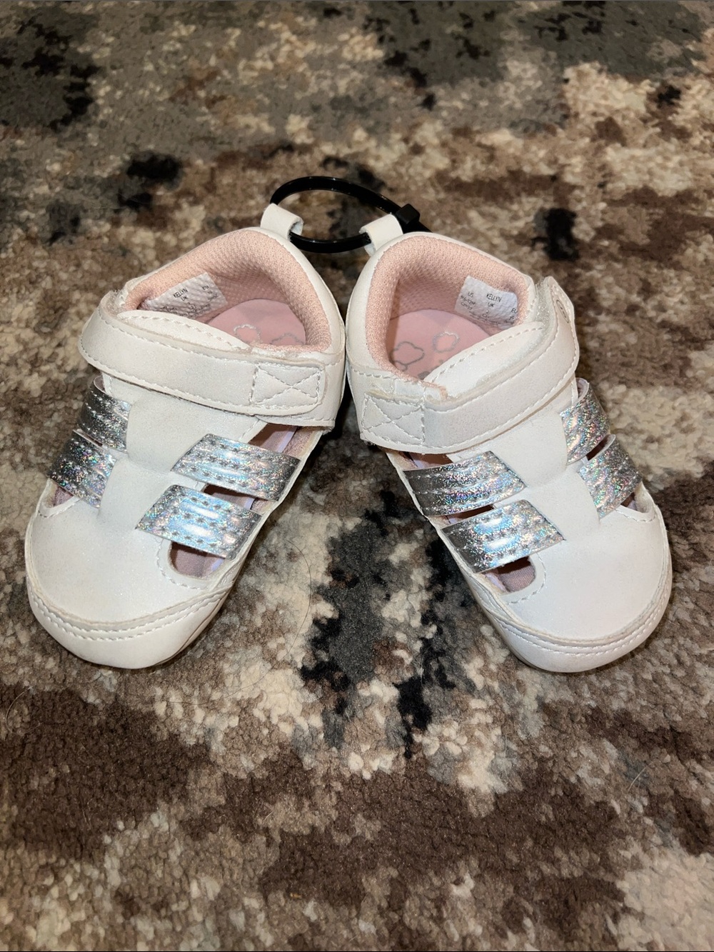 Toddler White Shoes with Pink Lining and Sparkle Straps